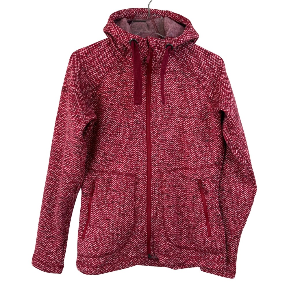 Rab Amy Hoody‎ Red White Marl Full Zip Fleece Sweater Jacket WOMEN M